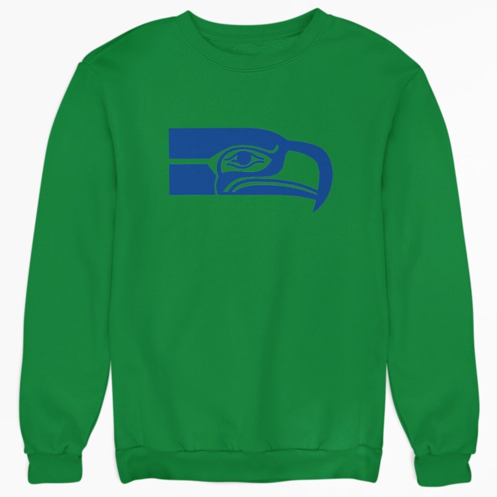 NEW Seattle Seahawks Retro Logo Fleece Crew Long Sleeve Sweatshirt GREEN